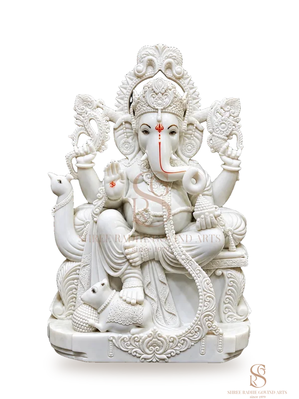 Ganesh ji moorti in white marble