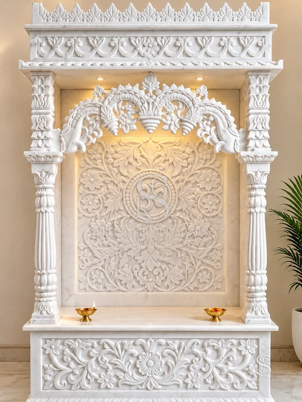 Marble Mandir moorti in white marble