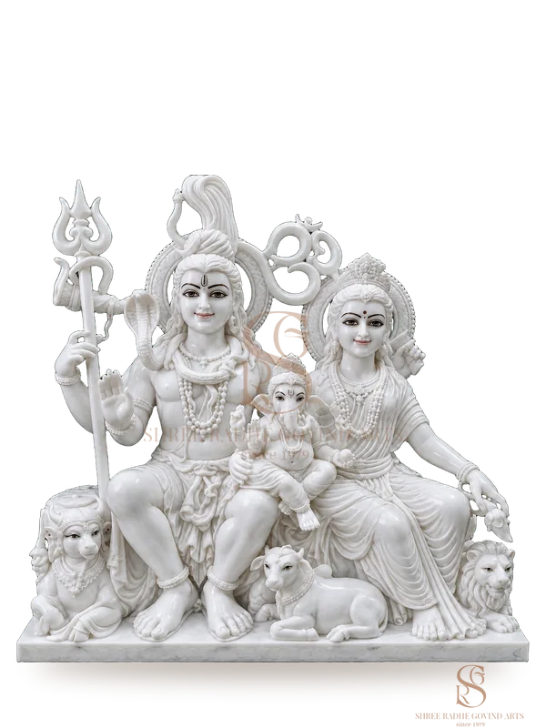 Shiv Parivar in white marble